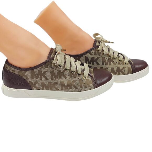 Michael Kors Logo City Sneakers Womens Sz 5 1/2 Medium Brown Excellent Condition - Picture 3 of 16